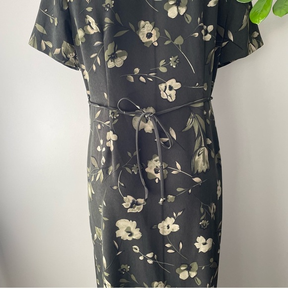 90s Vintage Jessica Front Button Down Green Floral Maxi Dress Size Large 1990s - Picture 3 of 11